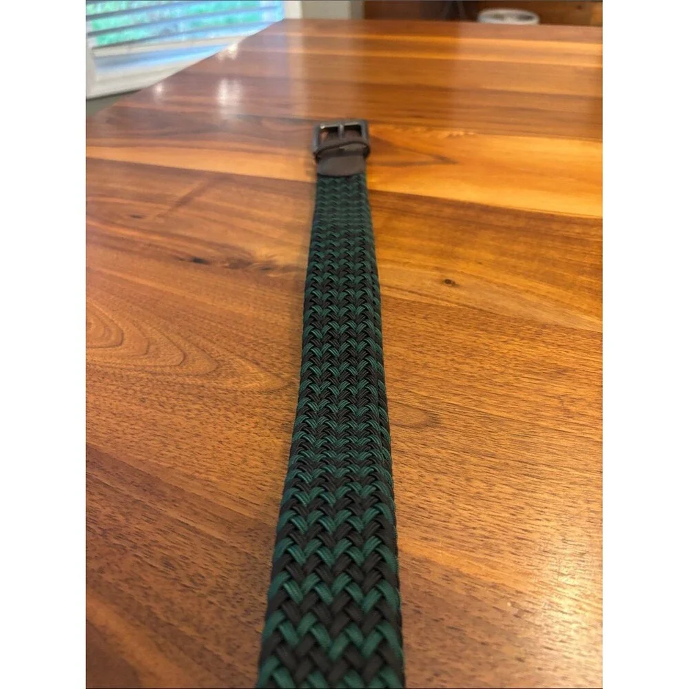 Bearbottom Green Black Woven Adjustable Belt 36”